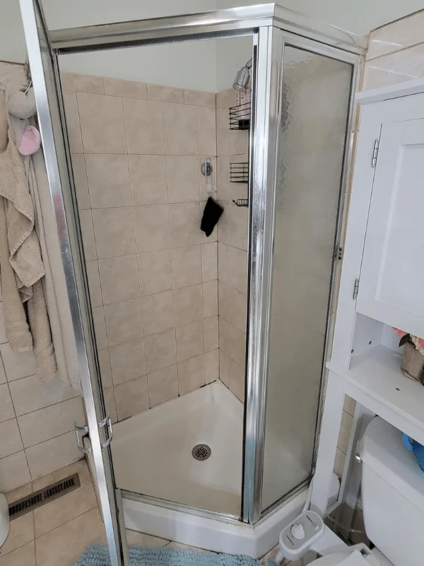 Before shower renovation - Neo-Angle Shower Conversion